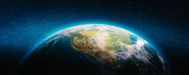 Dünya gezegeni - Amerika. Nasa tarafından döşenmiş bu görüntü unsurları. 3D render