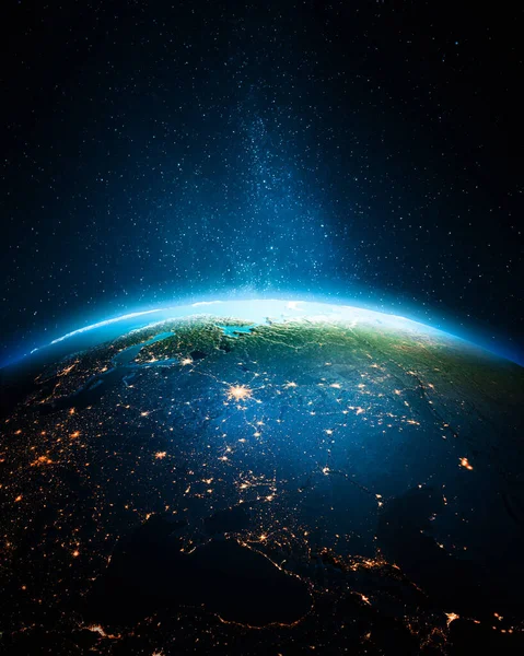 Tierra Por Noche Elementos Esta Imagen Proporcionados Por Nasa Renderizado —  Fotos de Stock