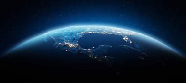 Mexico City ışıkları. Bu görüntünün elementleri NASA tarafından döşenmiştir. 3d oluşturma