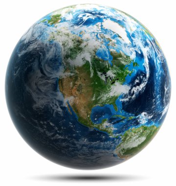 Dünya gezegeninin dünya haritası izole edildi. Bu görüntünün elementleri NASA tarafından döşenmiştir. 3d oluşturma