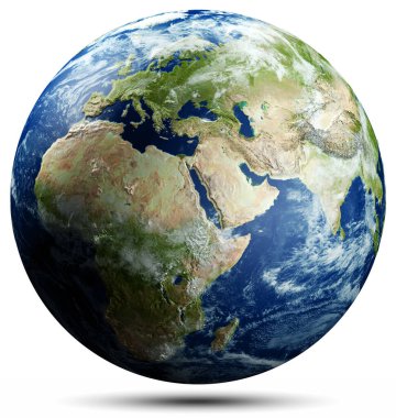 Avrupa, Afrika - Dünya gezegeni. Bu görüntünün elementleri NASA tarafından döşenmiştir. 3d oluşturma