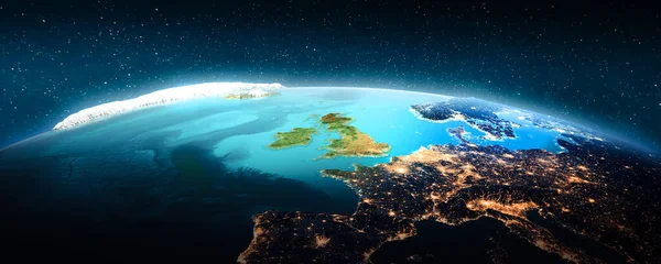 Norte Europa Por Noche Elementos Esta Imagen Proporcionados Por Nasa —  Fotos de Stock