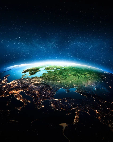 Європа Вночі Елементи Цього Зображенні Мебльовані Наса Рендерінг — стокове фото