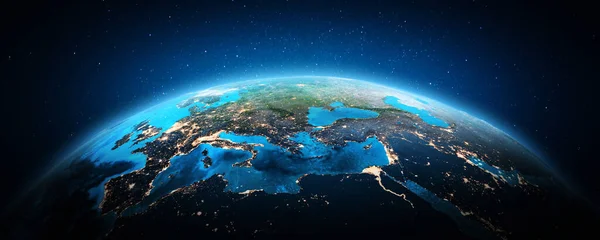 Ευρώπη Από Διάστημα Στοιχεία Αυτής Της Εικόνας Επιπλωμένα Από Nasa — Φωτογραφία Αρχείου