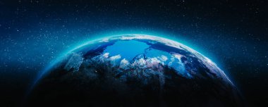 Gezegen mavi tonlandı. Bu görüntünün elementleri NASA tarafından döşenmiştir. 3d oluşturma