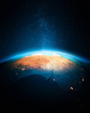 Avustralya şehir ışıkları. Bu görüntünün elementleri NASA tarafından döşenmiştir. 3d oluşturma