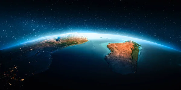 Madagascar Por Noche Elementos Esta Imagen Proporcionados Por Nasa Renderizado —  Fotos de Stock