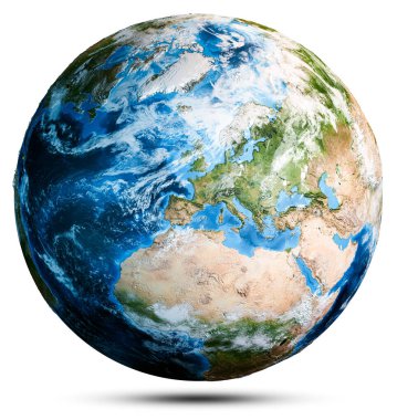Dünya haritası gezegeni. Bu görüntünün elementleri NASA tarafından döşenmiştir. 3d oluşturma