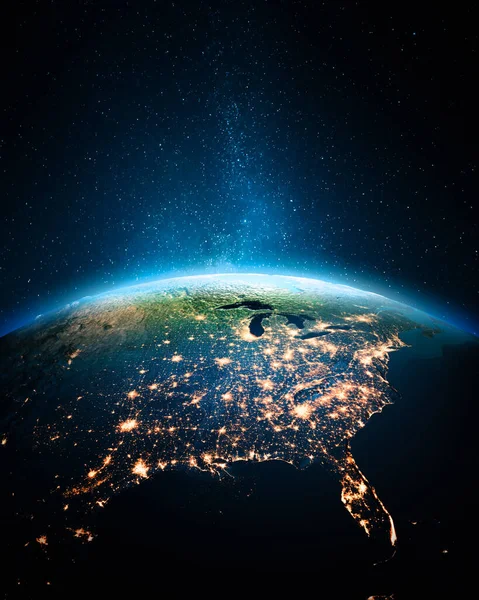 Geceleyin Birleşik Devletler Görüntünün Elementleri Nasa Tarafından Döşenmiştir Oluşturma — Stok fotoğraf