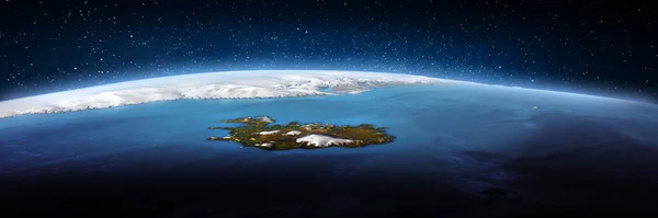 冰岛和格陵兰岛 风景秀丽的空间 这张照片的内容由Nasa提供 3D渲染 — 图库照片