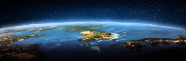 Seul, Kore, uzaydan manzara. Bu görüntünün elementleri NASA tarafından döşenmiştir. 3d oluşturma