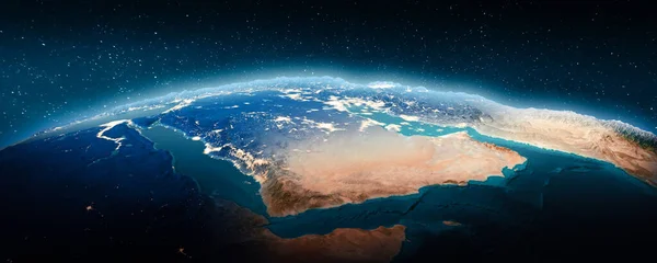 Oriente Medio Día Noche Elementos Esta Imagen Proporcionados Por Nasa —  Fotos de Stock