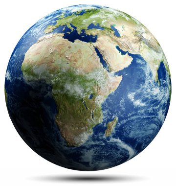 Afrika, Avrupa, Asya - Dünya gezegeni. Bu görüntünün elementleri NASA tarafından döşenmiştir. 3d oluşturma