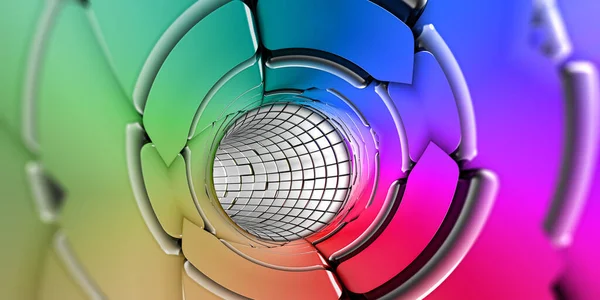 彩虹色彩技术背景3D 渲染全景图 — 图库照片