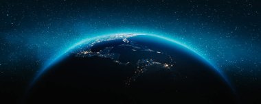 Dünya gezegeni, Orta Amerika. Bu görüntünün elementleri NASA tarafından döşenmiştir. 3d oluşturma