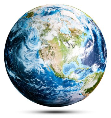 Dünya haritası gezegeni. Bu görüntünün elementleri NASA tarafından döşenmiştir. 3d oluşturma