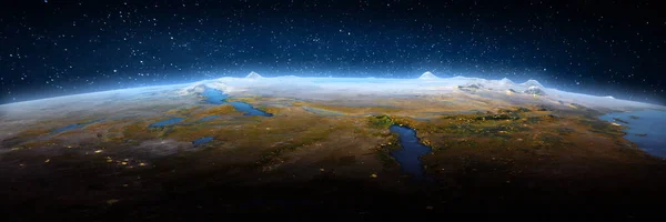 非洲湖泊 风景秀丽的空间 这张照片的内容由Nasa提供 3D渲染 — 图库照片