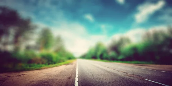 Road Forest Blur Tilt Effect Panoramic — Stock Photo, Image