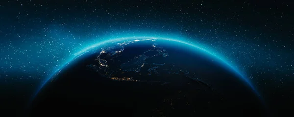 ดาวเคราะห โลก เอเช ยตะว นออกเฉ ยงใต องค ประกอบของภาพน าโดยนาซ การแสดงผล — ภาพถ่ายสต็อก