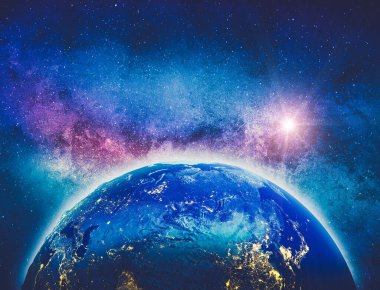 Rusya ve Doğu Asya. Nasa tarafından döşenmiş bu görüntü unsurları. 3D render