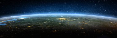 Ukrayna, Rusya, uzaydan manzara. Bu görüntünün elementleri NASA tarafından döşenmiştir. 3d oluşturma