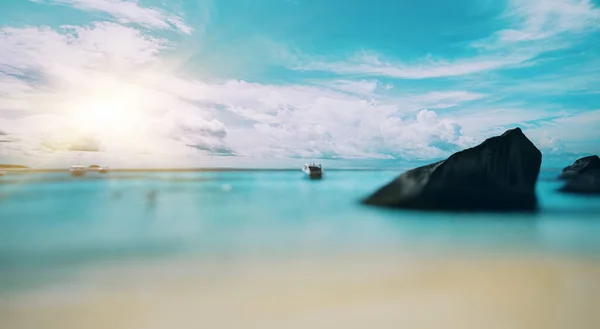 Tropikalna Panorama Bokeh Plaża Morska — Zdjęcie stockowe