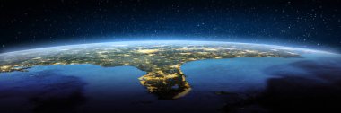 Florida, ABD, uzaydan manzara. Bu görüntünün elementleri NASA tarafından döşenmiştir. 3d oluşturma