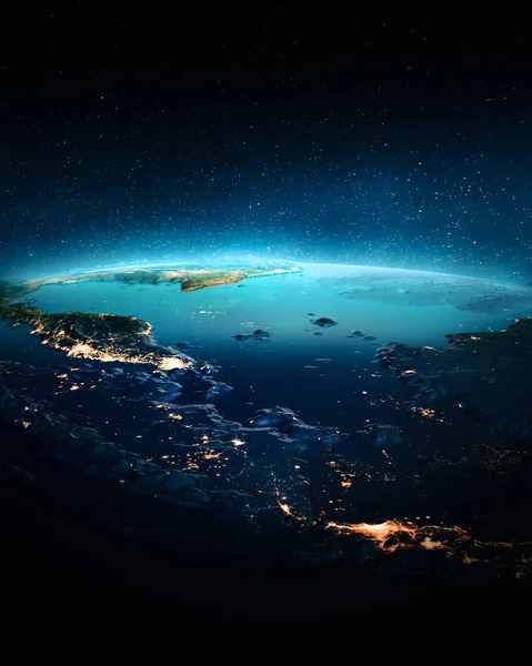 South East Asia Night Elements Image Furnished Nasa Rendering — Stock Photo, Image