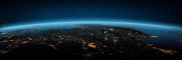 高加索 土耳其城市的灯光 这张照片的内容由Nasa提供 3D渲染 — 图库照片