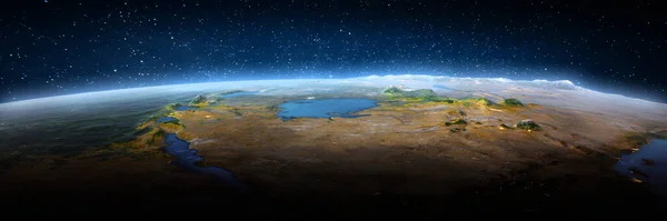 Victoria Lake Landscape Frome Space Elements Image Furnished Nasa Rendering — Stock Photo, Image