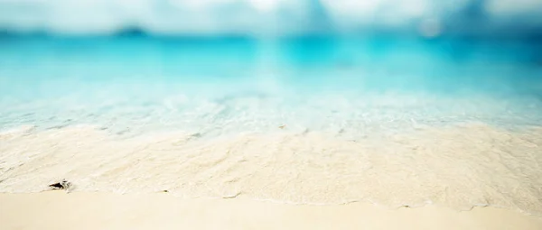 Tropikalna Panorama Plaży Bokeh Tło Letnie — Zdjęcie stockowe