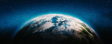 Dünya gezegeni hava teknolojisi. Bu görüntünün elementleri NASA tarafından döşenmiştir. 3d oluşturma