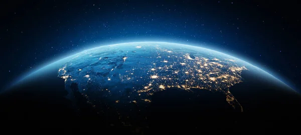 美国城市灯光 这张图像的元素由美国宇航局提供 — 图库照片