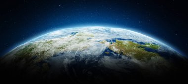 Kuzey Kutbu - Dünya gezegeni. Bu görüntünün elementleri NASA tarafından döşenmiştir. 3d oluşturma