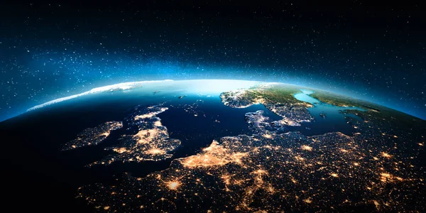 Europa City Lights Delar Denna Bild Från Nasa Rendering — Stockfoto