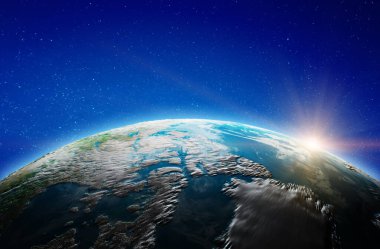 Kuzey Kutbu, uzaydan kuzey kutbu. Bu görüntünün elementleri NASA tarafından döşenmiştir. 3d oluşturma