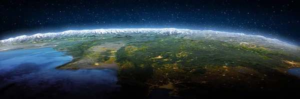 Dağlar Uzaydan Manzara Görüntünün Elementleri Nasa Tarafından Döşenmiştir Oluşturma — Stok fotoğraf