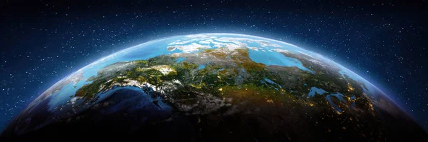 Kanada Alaszka Űrdrónra Néző Kép Elemeit Nasa Bocsátotta Rendelkezésre Renderelés — Stock Fotó