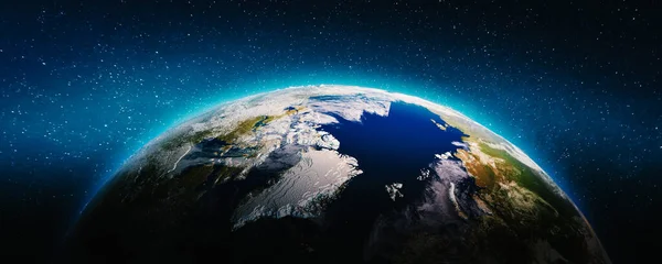 Föld Sarkvidéki Földrajz Bolygó Kép Elemeit Nasa Bocsátotta Rendelkezésre Renderelés — Stock Fotó