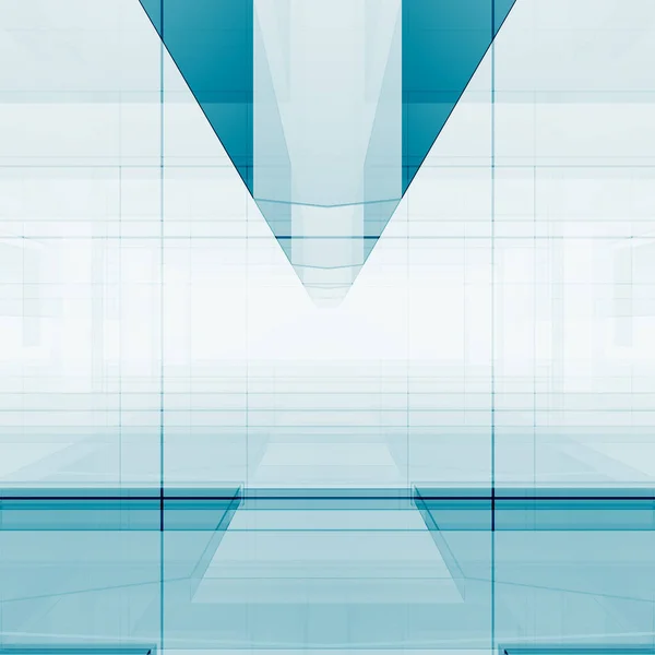 Concepto Futurista Abstracto Vidrio Azul Renderizado —  Fotos de Stock