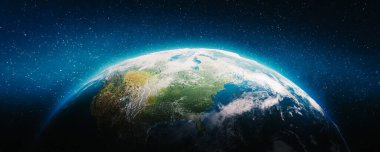 Dünya gezegeni - Amerika. Nasa tarafından döşenmiş bu görüntü unsurları. 3D render