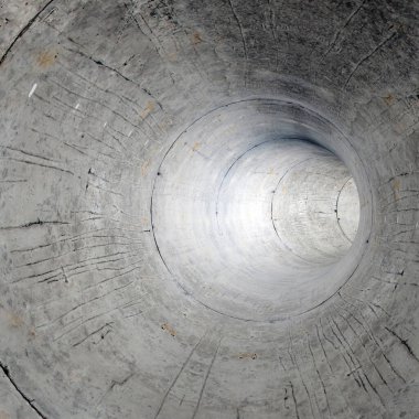 Modern fütürist beton tünel. Karışık ortam