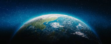 Dünya gezegeni. Nasa tarafından döşenmiş bu görüntü unsurları. 3D render