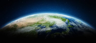 Japonya ve Kore - Dünya gezegeni. Bu görüntünün elementleri NASA tarafından döşenmiştir. 3d oluşturma