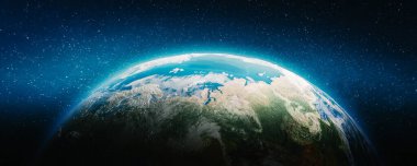 Dünya gezegeni, bulutlar. Bu görüntünün elementleri NASA tarafından döşenmiştir. 3d oluşturma