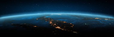 Malezya, Kuala Lumpur şehir ışıkları. Bu görüntünün elementleri NASA tarafından döşenmiştir. 3d oluşturma