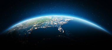 Amerika, Atlantik Amerika. Bu görüntünün elementleri NASA tarafından döşenmiştir. 3d oluşturma