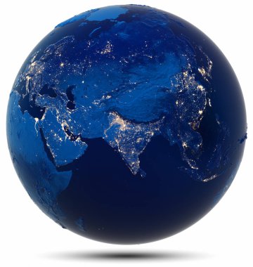 Dünya gezegeni - Asya. Nasa tarafından döşenmiş bu görüntü unsurları. 3D render