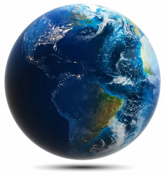 World Globe America Map Elements Image Furnished Nasa Rendering — Stock Photo, Image