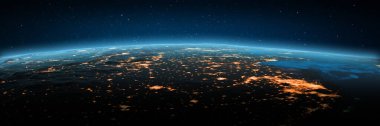 Çin, Şangay şehir ışıkları. Bu görüntünün elementleri NASA tarafından döşenmiştir. 3d oluşturma
